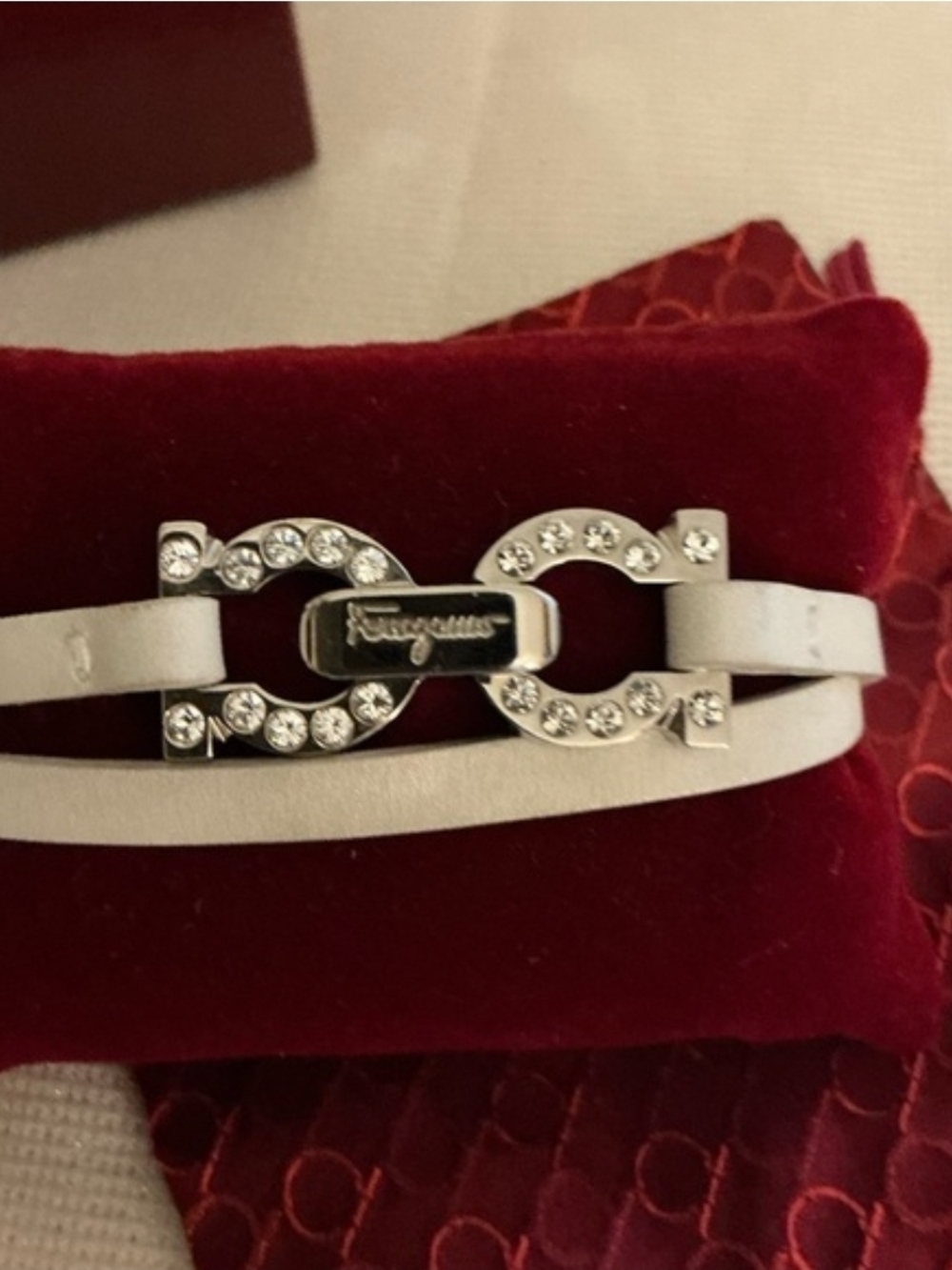 Salvatore Ferragamo Leather Crystal-Accented Bracelet - Picture 3 of 11
